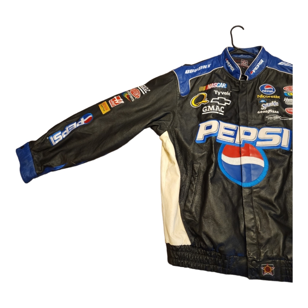Vtg Jeff Gordon by Jeff Hamilton Pepsi Genuine Leather Jacket - Picture 4 of 10